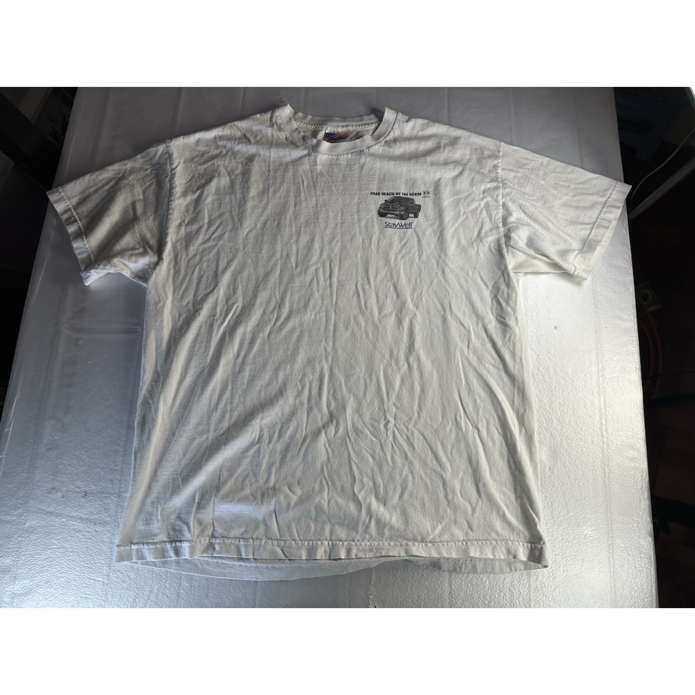 Vintage Dodge StayWell Grab Health By The Horns T Shirt White USA Made‎ XL